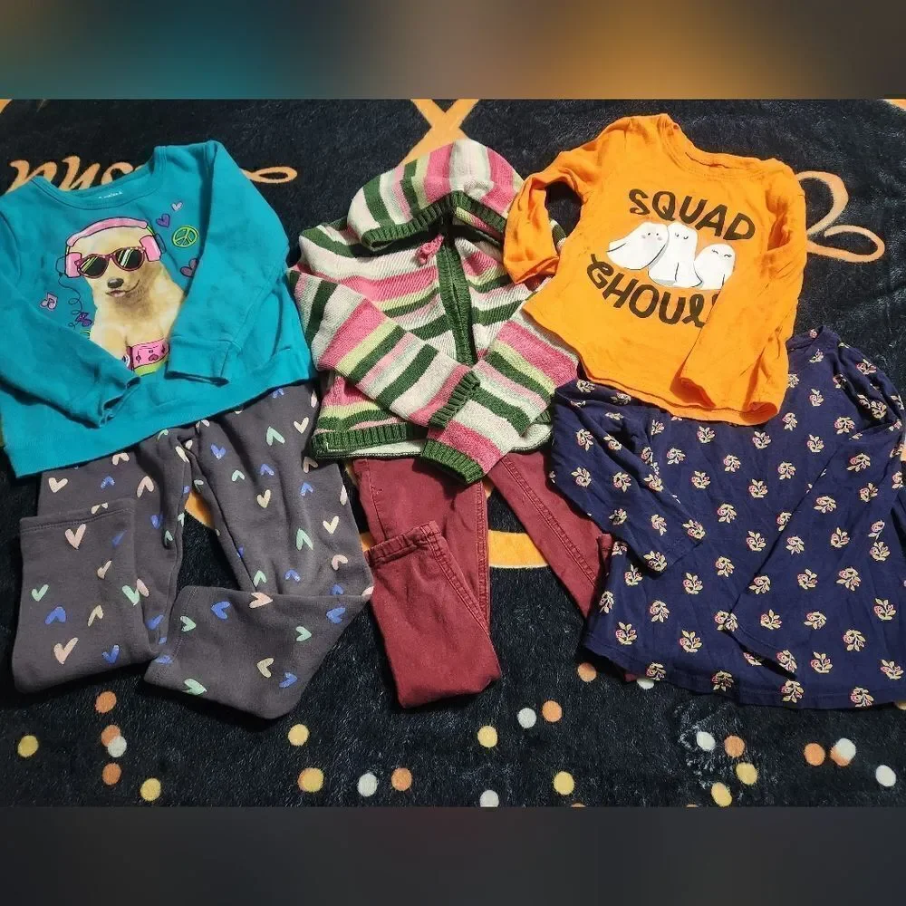 Girl's 4-5 years Lot of 6 Pieces 1 Pants 1 Jeans 2 Sweaters 2 L/slv T-shirts